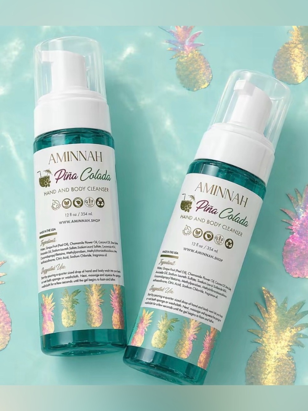 AMINNAH - Pina Colada Foaming Hand & Body Cleanser